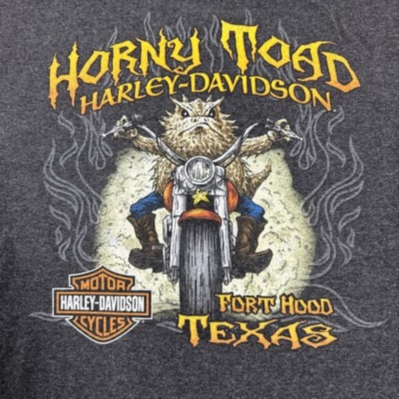VTG Harley Davidson T-Shirt Size Large Horny Toad Fort Hood Texas - Picture 1 of 14